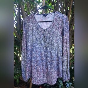 Lucky Brand Multicolor Floral Button-Front Blouse